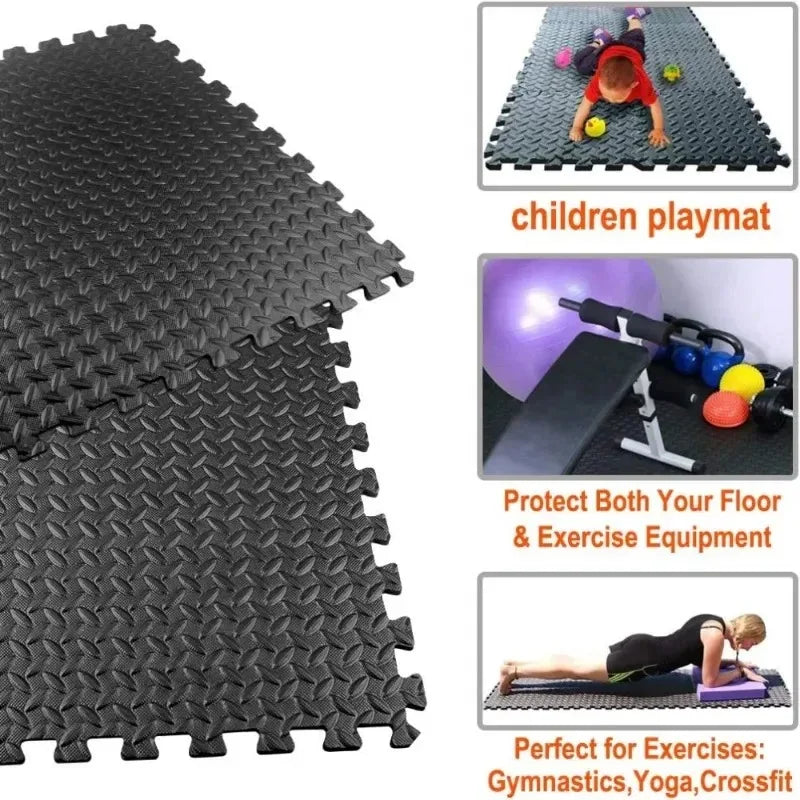 1-16PCS 30*30Cm Sports Gym Protection EVA Leaf Grain Floor Mats Yoga Fitness Non-Slip Splicing Rugs Thicken Shock Room Workout