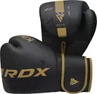 Pair of black boxing gloves with gold accents on a white background