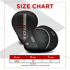 Size chart for focus pads with red accents on a white background
