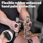Man pulling cable using gym grips.
