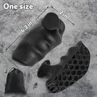 Black gym grips with measurement details on a grey background.