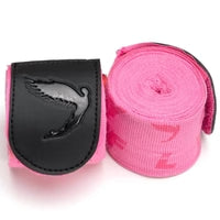 Pink hand wraps on a white background