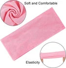 Pink headband with text 'Soft and Comfortable' and 'Elasticity'.