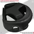 Black headguard on a white background