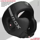 Black boxing headguard with 'RDX' branding on a white background