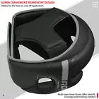 Black headguard on a white background