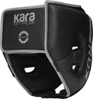 Black headguard on a white background