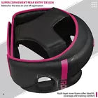 Black and pink headguard on a white background