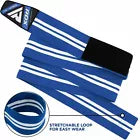 Blue knee wraps unravelled