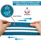 Blue knee wrap with product information
