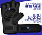 Blue MMA glove showing palm and strap design