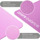 Pink yoga mat with 'Zero Balance' branding on a white background