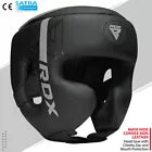 Black RDX boxing headguard with a visible brand logo on a white background