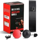 Boxing reflex ball with packaging on a black background.